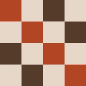 Checker Board 12 inch Repeat Brown, Tan, Red, Cream