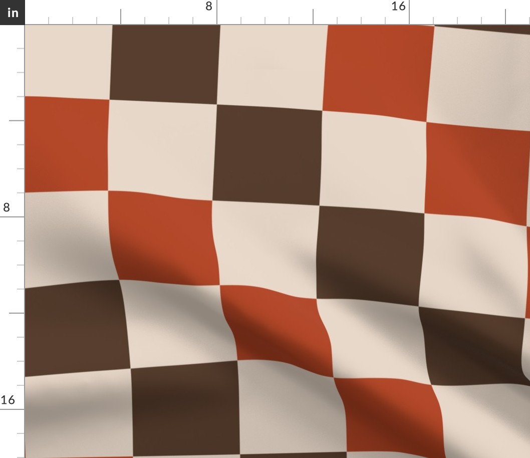 Checker Board 12 inch Repeat Brown, Tan, Red, Cream