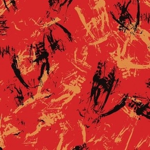 Black , red, gold brushstrokes abstract