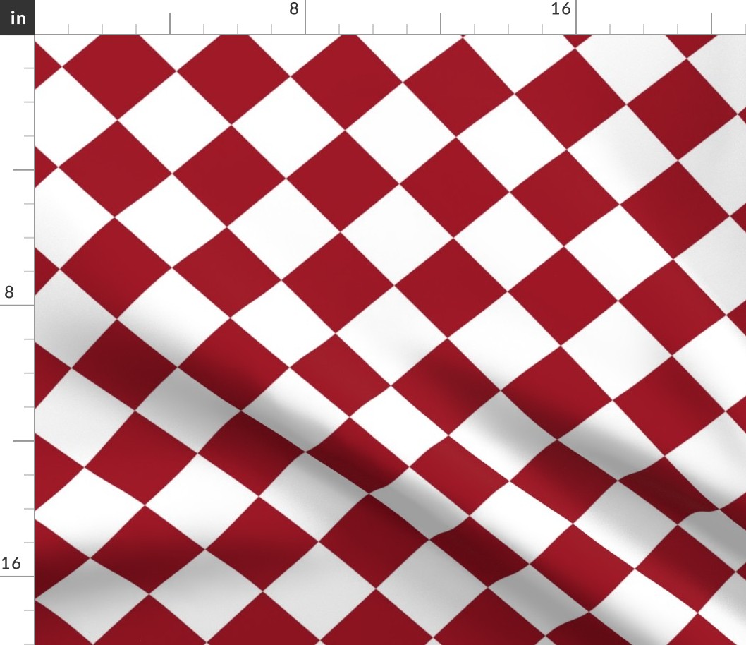 Diagonal Checkers, Cranberry and White, Large