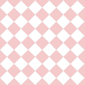 Diagonal Checkers, Baby Pink and White, Large