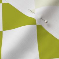 Diagonal Checkers, Chartreuse and White, Large