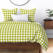 Diagonal Checkers, Chartreuse and White, Large