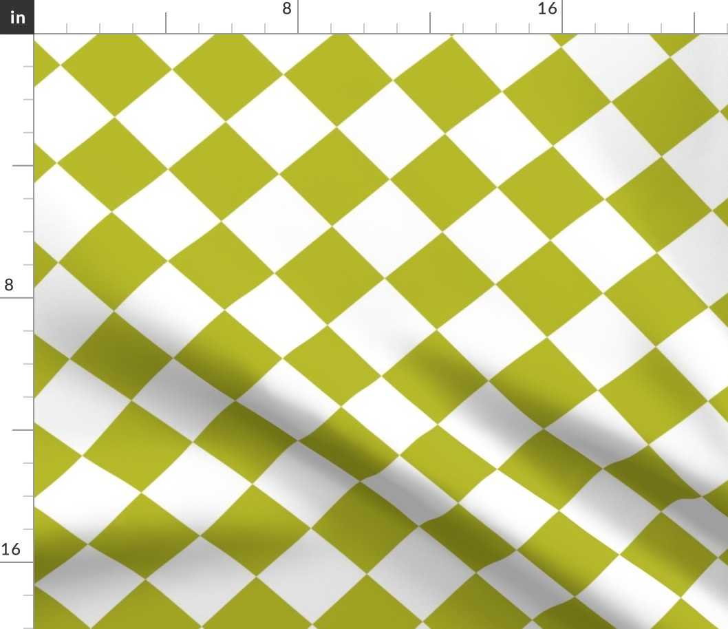 Diagonal Checkers, Chartreuse and White, Large