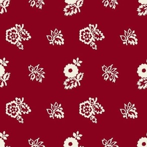 Linen White Floral on Cherry Red