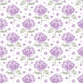 6" Watercolor Purple Hydrangea Flowers -  Spring Florals