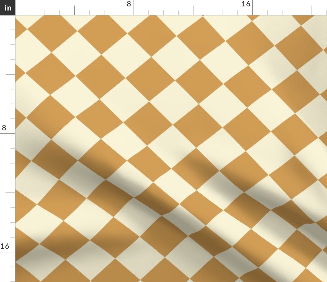 Diagonal Checkers, Mustard and Ivory, Large