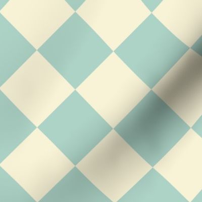 Diagonal Checkers, Ivory and Aqua, Large