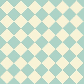 Diagonal Checkers, Ivory and Aqua, Large