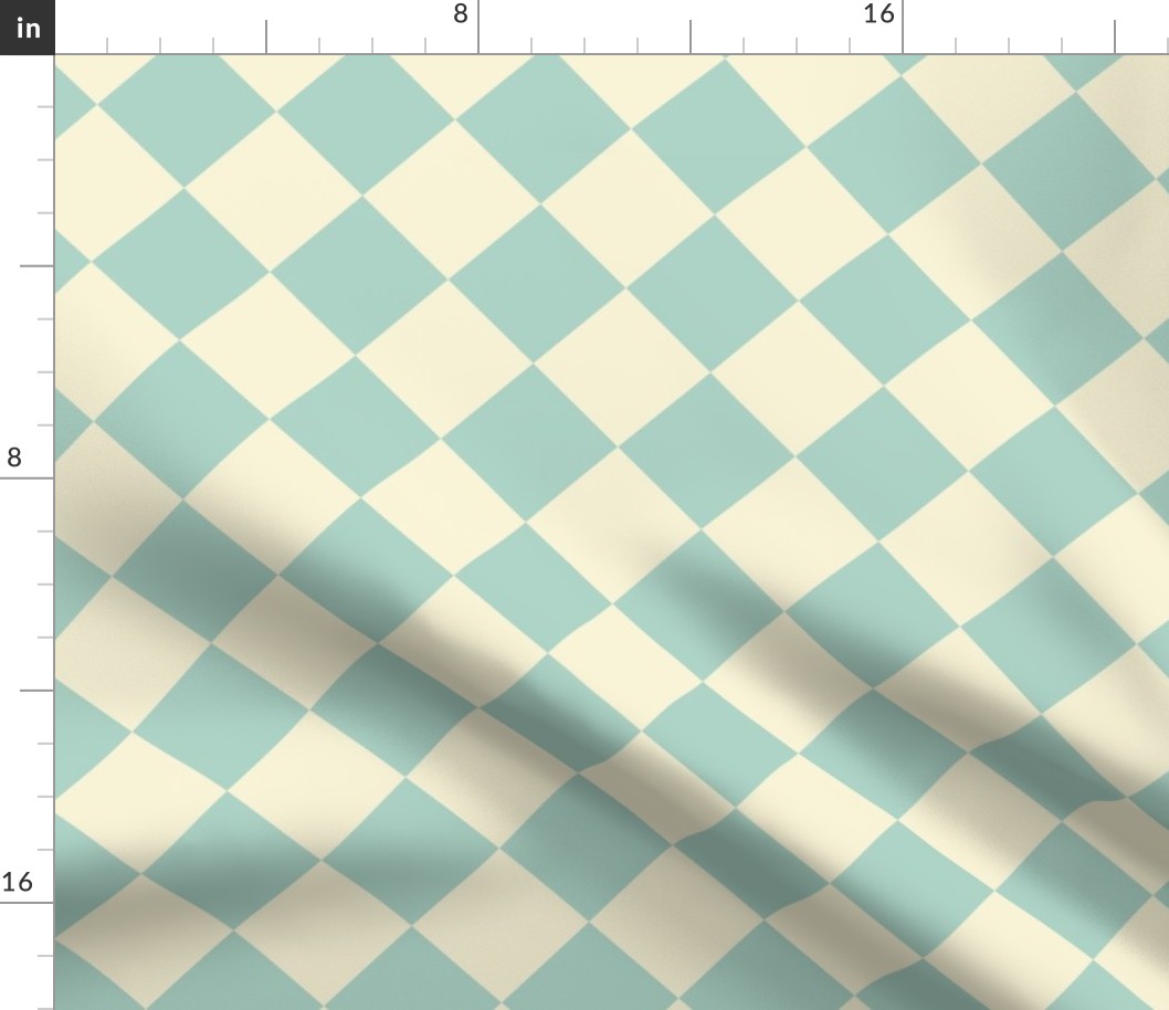 Diagonal Checkers, Ivory and Aqua, Large