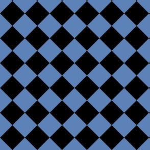 Diagonal Checkers Blue and Black Large