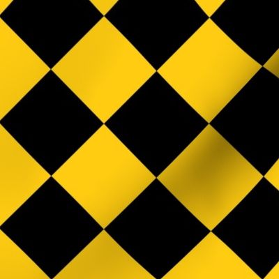 Diagonal Yellow and Black Checkers Large