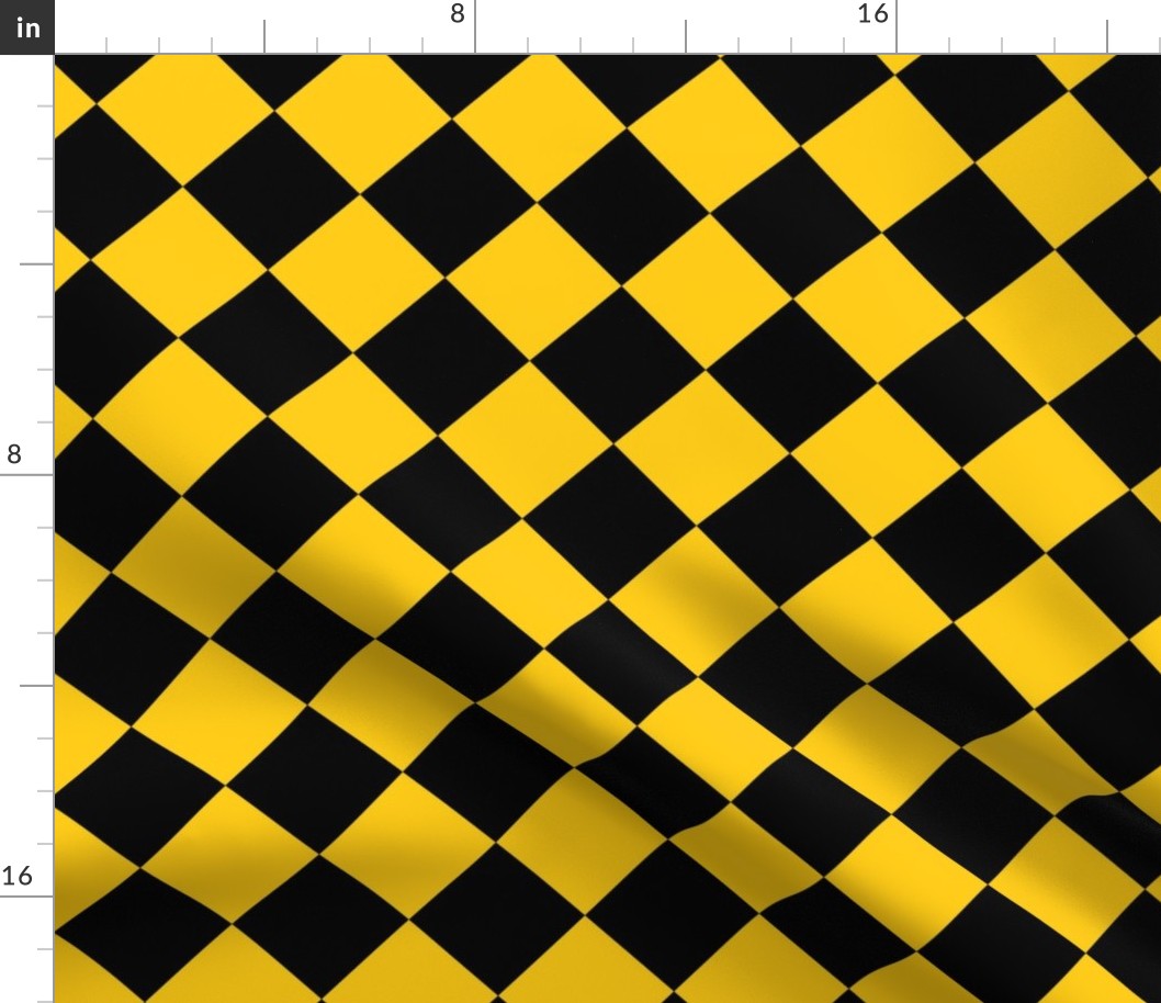 Diagonal Yellow and Black Checkers Large