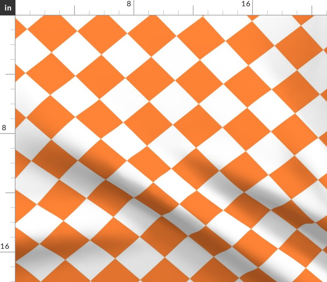 Diagonal Checkers Orange and White Large