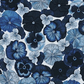 Pretty Pansies in Blue and White
