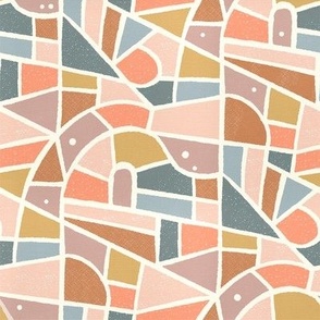 (S) Mosaic Pattern Wallpaper / Neutral Colors Version / Small Scale