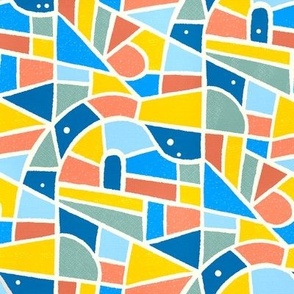 (S) Mosaic Pattern Wallpaper / Blue Version / Small Scale