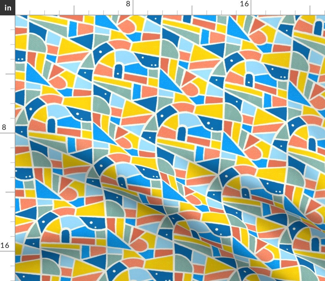 (S) Mosaic Pattern Wallpaper / Blue Version / Small Scale