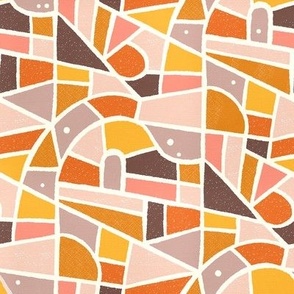 (S) Mosaic Pattern Wallpaper / Warm Colors Version / Small Scale