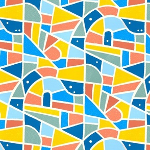 (M) Mosaic Pattern Wallpaper / Blue Version / Medium Scale