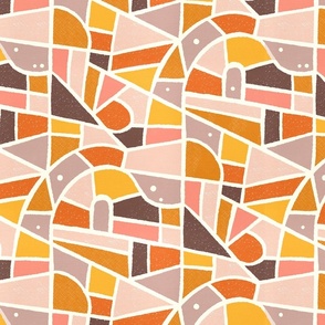 (M) Mosaic Pattern Wallpaper / Warm Colors Version / Medium Scale
