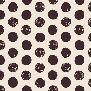 Distressed Sketchy Polka Dots in Black on Cream (Large)_B240011R02A