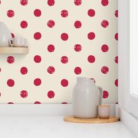 Distressed Sketchy Polka Dots in Crimson on Cream (Large)_B240011R03C