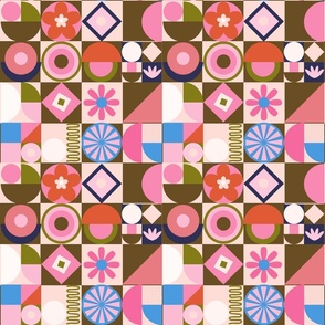 9in  Playful Retro Geometric abstracts in  Mod style