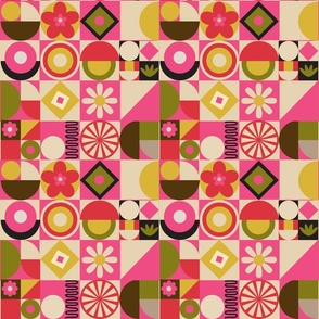 9in  Playful Retro Geometric abstracts in  Mod style