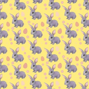 The rabbit on the yellow background hand-drawn  pattern design 