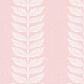 Palm leaf stripe with dots/cream on soft pink/large 