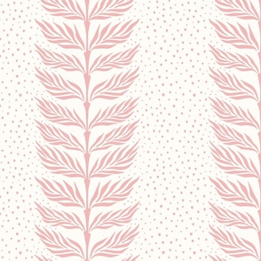 Palm leaf stripe with dots/powder pink on cream/large 