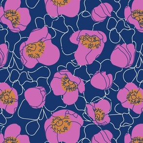 Jaya Floral sketches in the Blueberry Fizz Colour way from the Japanese Anemone Collection. 