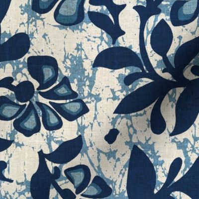 Batik/indigo/blue/textured/block print