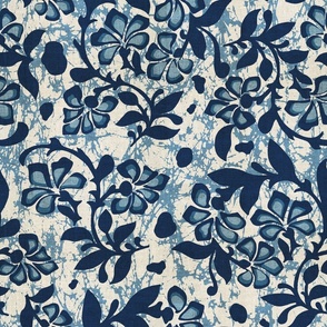 Batik/indigo/blue/textured/block print