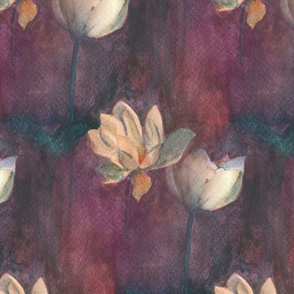 dreamy lotus in warm burgundy browns