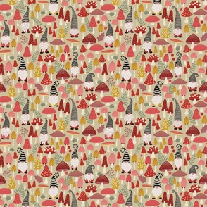 gnomes among the mushrooms! - beige background (small)
