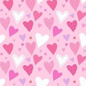 Pretty Pink and Lilac Love Hearts