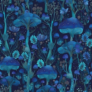 L deep blue mushrooms T297