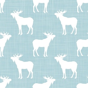 Bigger Moose Silhouettes on Baby Blue Crosshatch