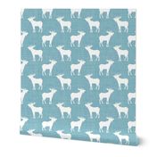 Bigger Moose Silhouettes on Boho Blue Crosshatch