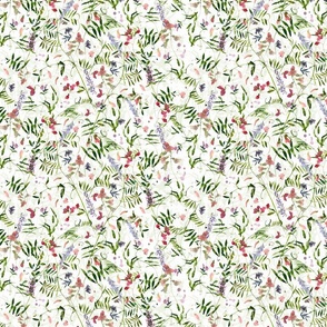 Small - Hand Painted Watercolor Wild Peas Climbers -  Midsummer and  Wildflowers and Leaves, Fabric, Cottagecore Fabric And Wallpaper