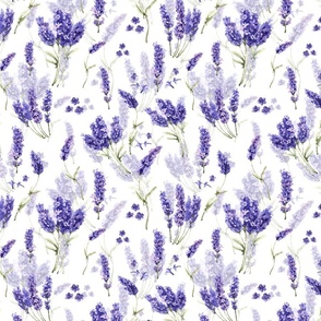 Small -  A Fragant Watercolor Lavender Field, Lavender Fields Wallpaper - double layer 