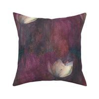 large scale dreamy lotus on burgundy brown background
