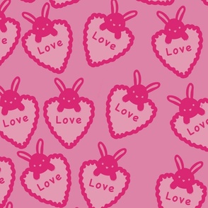 Bunny Rabbit Love: cute pink rabbit heart pattern.