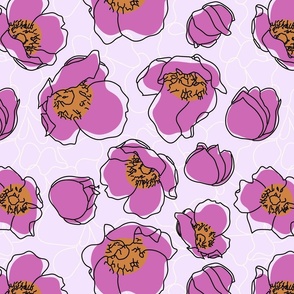 Jaya Floral sketches in the Pink Lady Lemonade Colour way from the Japanese Anemone Collection.