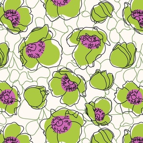Jaya Floral sketches in the Lime Cordial Colour way from the Japanese Anemone Collection. 