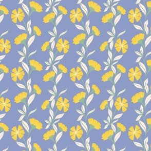 Floral Fiesta - Trailing floral in vibrant Yellow, blue and green 