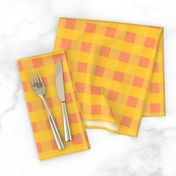 1 Inch Classic Gingham Gridlock - Checker board in shades of Orange and Yellow