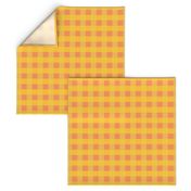 1 Inch Classic Gingham Gridlock - Checker board in shades of Orange and Yellow